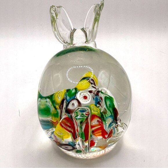 Lenwile Glass Ardalt Millefiori Rabbit Bunny Paperweight Art Glass Vintage Japan - Picture 2 of 4
